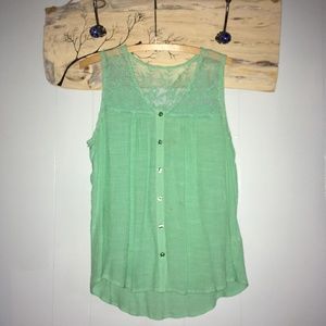 Teal short sleeve blouse L